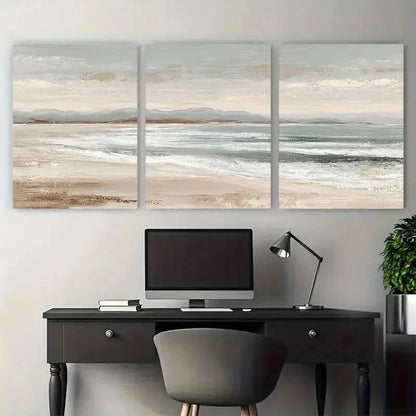 3pcs Seascape Coastal Seascape Beach Perfect Wall Art Set Canvas Framed 50x70cm - High Quality Print 100% Australian Made Wall Canvas Ready to Hang