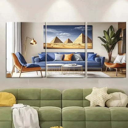 3pcs Great Pyramids of Giza Vivid Metal Print Ready to Hang Art