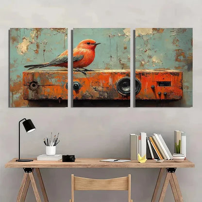3pcs Whimsical Bird Nature Giclée Wall Art Set Canvas Unframed - High Quality Print 100% Australian Made Wall Canvas