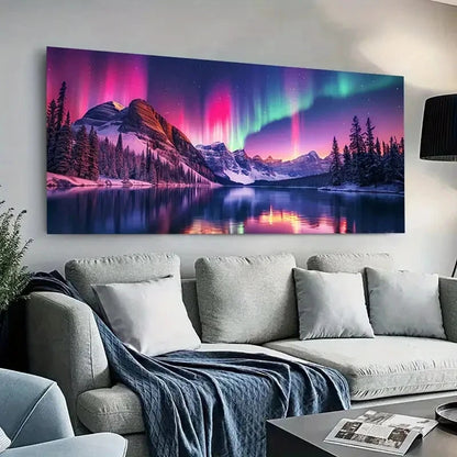 Vibrant Aurora Borealis Serene Wall Art Canvas Office Home Room Framed 120x60cm