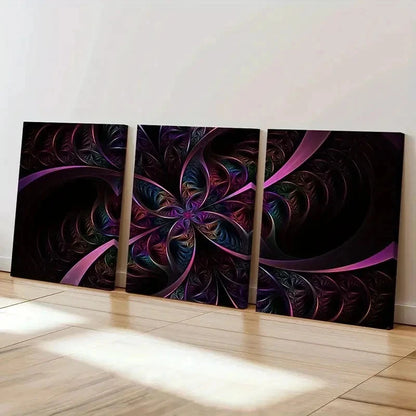 3pcs Abstract Shapes Composed Of Colorful Lines  Wall Art Set Canvas Framed 40x60cm - High Quality Print 100% Australian Made Wall Canvas Ready to Hang