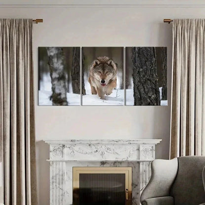 3pcs Snow Scene Animal Art Wolf Wall Art Set Canvas Framed 40x60cm - High Quality Print 100% Australian Made Wall Canvas Ready to Hang