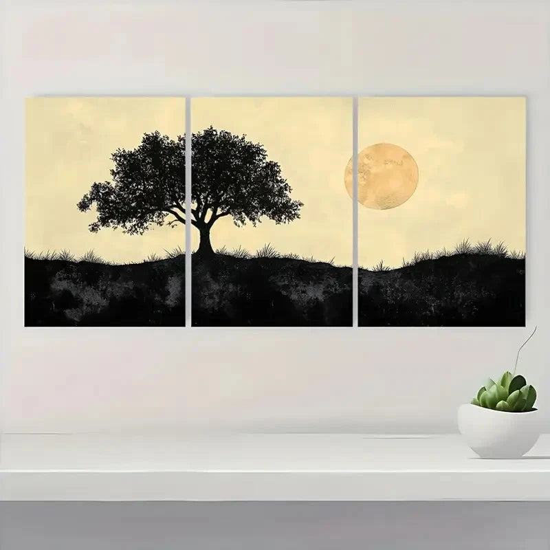 3pcs Abstract Oak Tree AT Wall Art Set Canvas Framed 60x90cm - High Quality Print 100% Australian Made Wall Canvas Ready to Hang