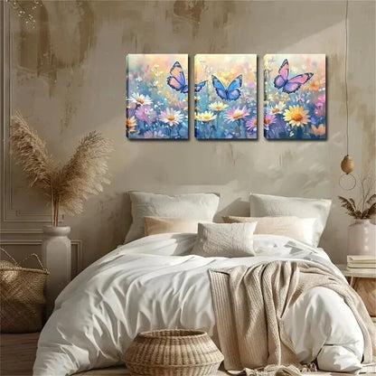 3pcs Three Gorgeous Butterflies Perfect Wall Art Set Canvas Framed 40x60cm - High Quality Print 100% Australian Made Wall Canvas Ready to Hang