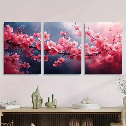 3pcs Sakura Blossom Floral Nature Perfect Wall Art Set Canvas Framed 40x60cm - High Quality Print 100% Australian Made Wall Canvas Ready to Hang