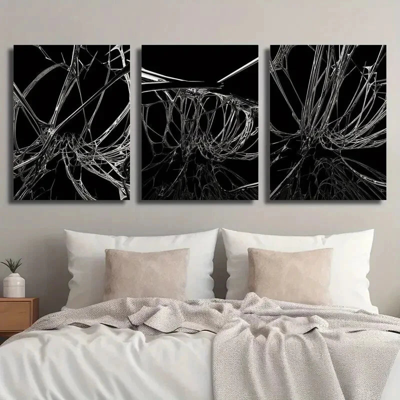 3pcs Quantum Entanglement Abstract Line Perfect Wall Art Set Canvas Framed 40x60cm - High Quality Print 100% Australian Made Wall Canvas Ready to Hang