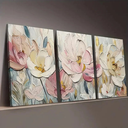 3pcs Artistic Floral Abstract Landscape Perfect Wall Art Set Canvas Framed 40x60cm - High Quality Print 100% Australian Made Wall Canvas Ready to Hang