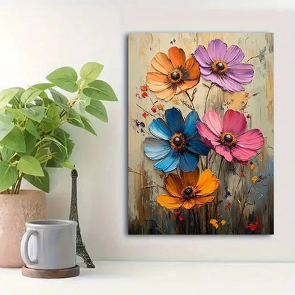 Beautiful Vibrant Flower Oil Painting 60x90cm Metal Print Ready to Hang