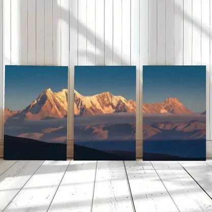 3pcs Snowy Mountain Wall Art Set Canvas Framed 40x60cm - High Quality Print 100% Australian Made Wall Canvas Ready to Hang