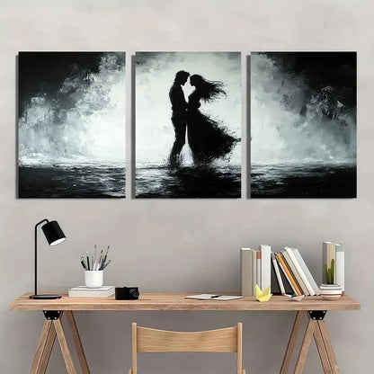 3pcs Black and White Metal Abstract Style Elegant Print Ready to Hang Art