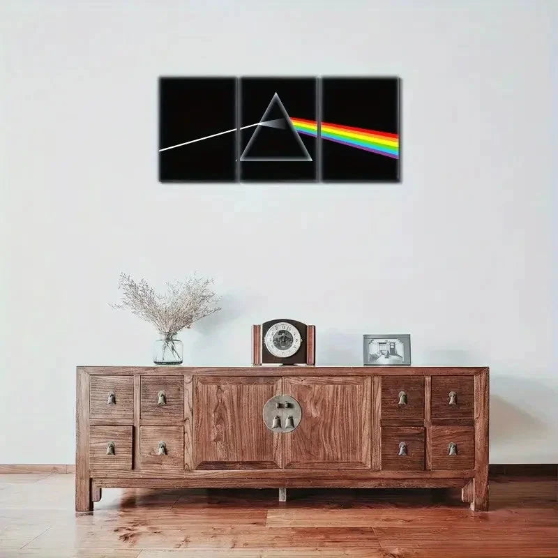 3pcs Visual Feast Geometric wall art Abstract Metal Print Ready to Hang Art