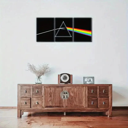 3pcs Visual Feast Geometric wall art Abstract Metal Print Ready to Hang Art