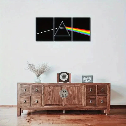 3pcs Visual Feast Geometric wall art Abstract Metal Print Ready to Hang Art