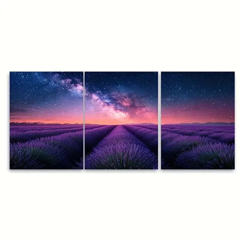 3pcs Lavender Meadow Fields Wall Art Set Canvas Unframed - High Quality Print 100% Australian Made Wall Canvas