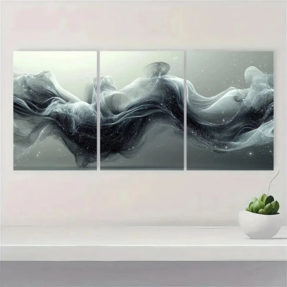 3pcs Abstract Black and White Metal Print Ready to Hang Art