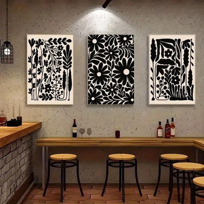 3pcs Touch Of Sophistication Beige Black Daisy Wall Art Set Canvas Framed 40x60cm - High Quality Print 100% Australian Made Wall Canvas Ready to Hang