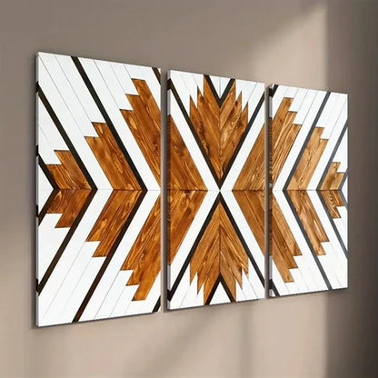 3pcs Geometric Wood Wall Art Set Canvas Unframed - High Quality Print 100% Australian Made Wall Canvas