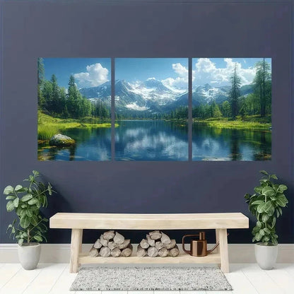 3pcs Lake Oregon Panoramic Scenery Wall Art Set Canvas Framed 40x60cm - High Quality Print 100% Australian Made Wall Canvas Ready to Hang