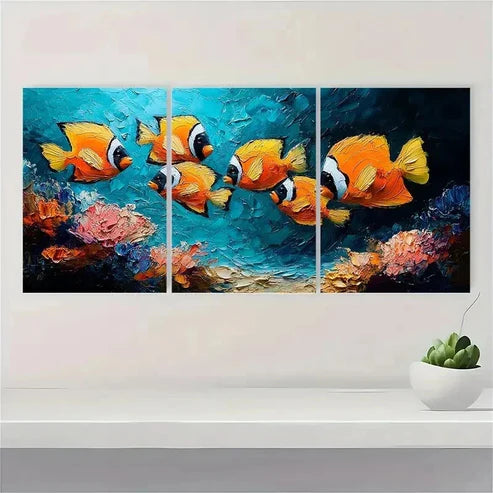 3pcs Fish Underwater Original Wall Art Canvas Unframed - High Quality Print 100% Australian Made Wall Canvas