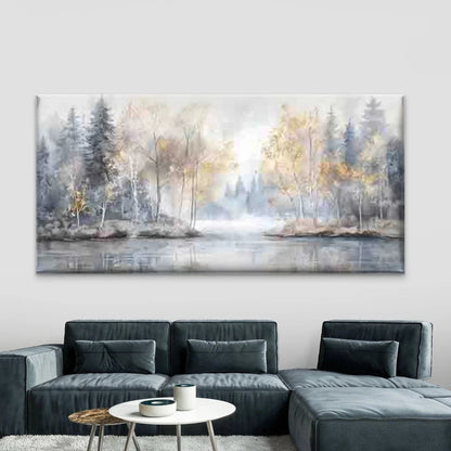 Abstract Forest River Wall Art Canvas Office Home Room Framed 120x60cm