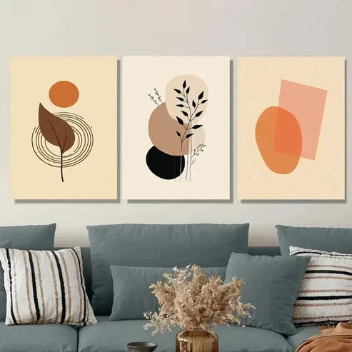 3pcs Modern Abstract Minimalist Botanical Wall Art Set Canvas Unframed - High Quality Print 100% Australian Made Wall Canvas