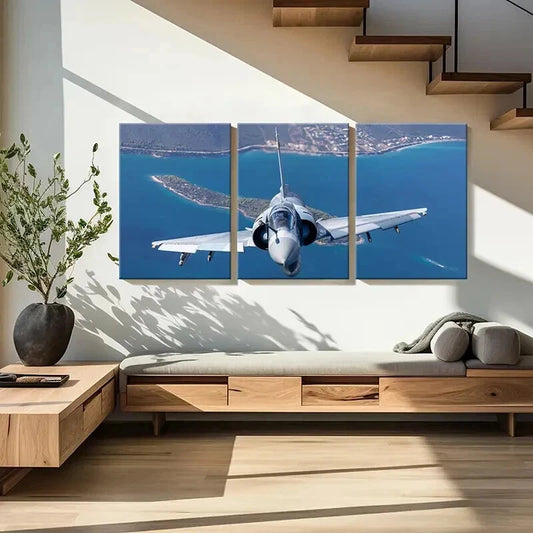 3pcs Military Theme Artwork Fighter Jets Wall Art Set Canvas Framed 40x60cm - High Quality Print 100% Australian Made Wall Canvas Ready to Hang