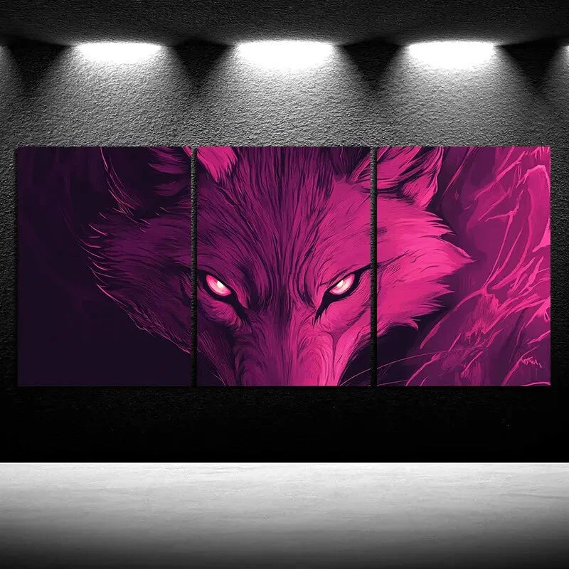 3pcs Desert Majesty Charming Coyote Trio Metal Print Ready to Hang Art