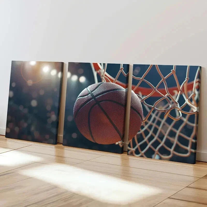 3pcs Basketball Hoop Sports Room Decor Wall Art Set Canvas Framed 40x60cm - High Quality Print 100% Australian Made Wall Canvas Ready to Hang