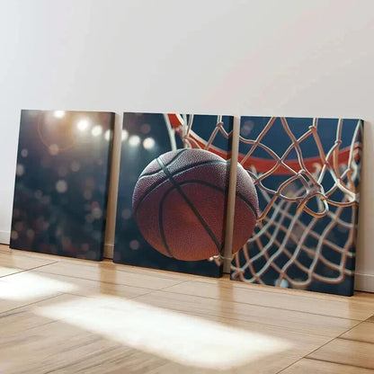 3pcs Basketball Hoop Sports Room Decor Wall Art Set Canvas Framed 40x60cm - High Quality Print 100% Australian Made Wall Canvas Ready to Hang