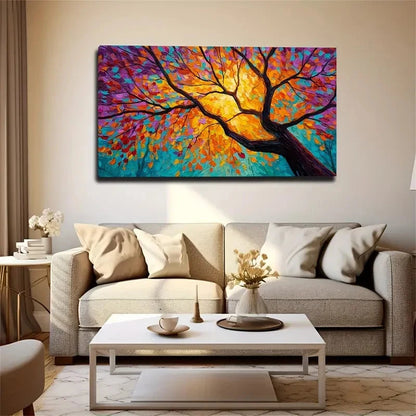 Modern Minimalist Leaf Tree Wall Art Canvas Office Home Room Framed 120x60cm