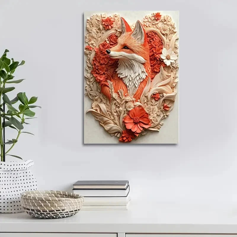 Beautiful Magical Fox Measuring Painting  40x60cm Metal Print Ready to Han