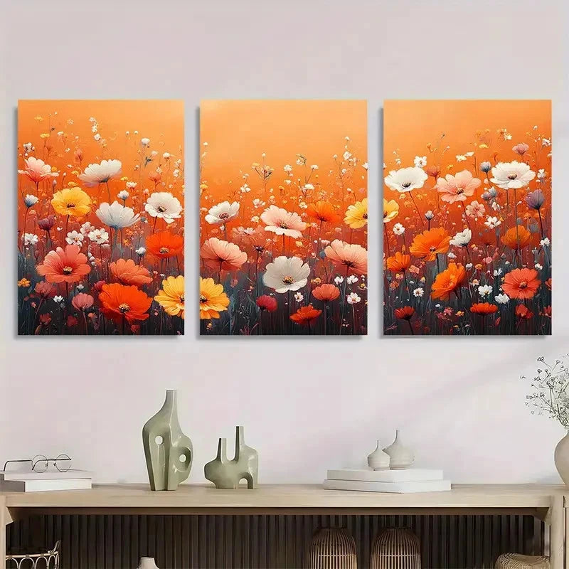 3pcs Abstract Floral Botanical Décor Perfect Wall Art Set Canvas Framed 40x60cm - High Quality Print 100% Australian Made Wall Canvas Ready to Hang