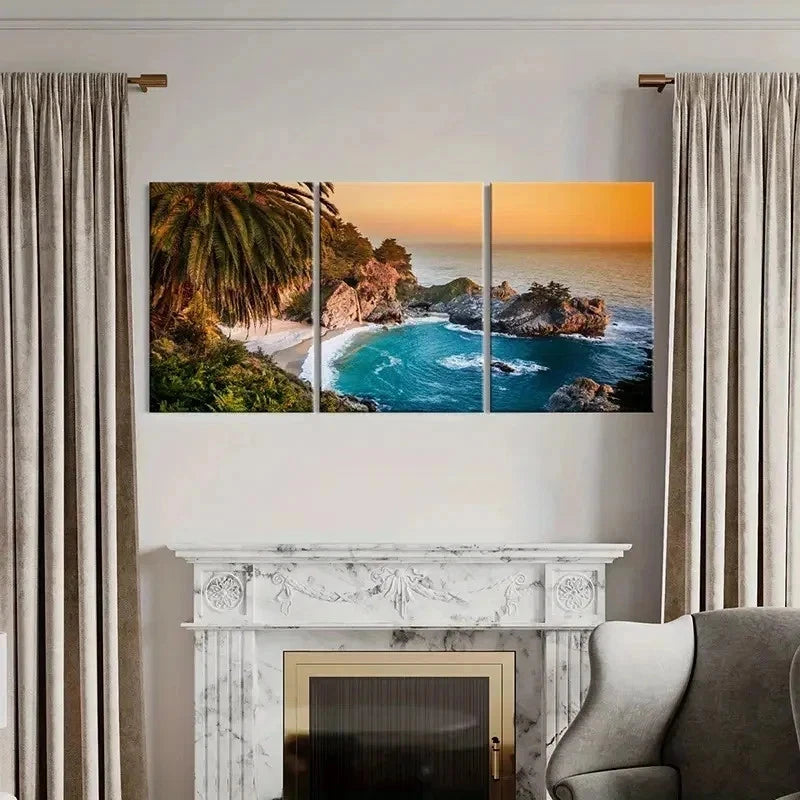3pcs California Seaside Natural Landscape Wall Art Set Canvas Framed 40x60cm - High Quality Print 100% Australian Made Wall Canvas Ready to Hang