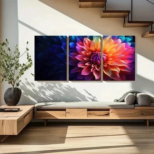 3pcs Abstract Colorful Flower Painting Wall Art Set Canvas Unframed - High Quality Print 100% Australian Made Wall Canvas