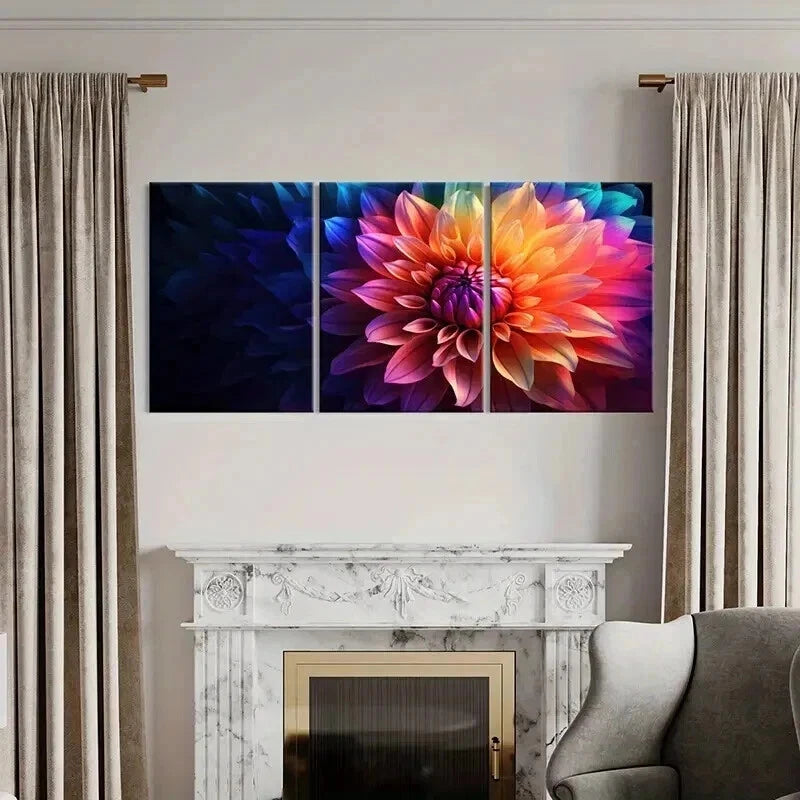 3pcs Abstract Colorful Flower Painting Wall Art Set Canvas Framed 40x60cm - High Quality Print 100% Australian Made Wall Canvas Ready to Hang