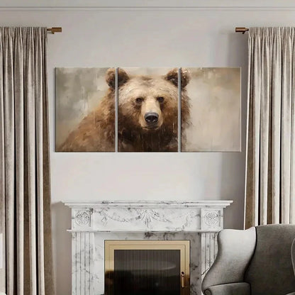 3pcs Artistic Bear Portrait Wildlife Art Metal Print Ready to Hang Art