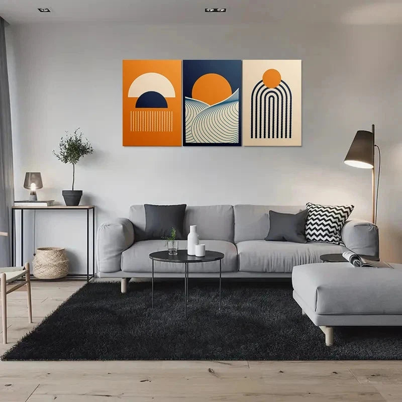3pcs Geometric Shape Modern Abstract Metal Print Ready to Hang Art