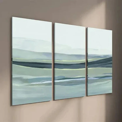 3pcs Rolling Hills Art in Blue Landscape Wall Art Set Canvas Unframed - High Quality Print 100% Australian Made Wall Canvas