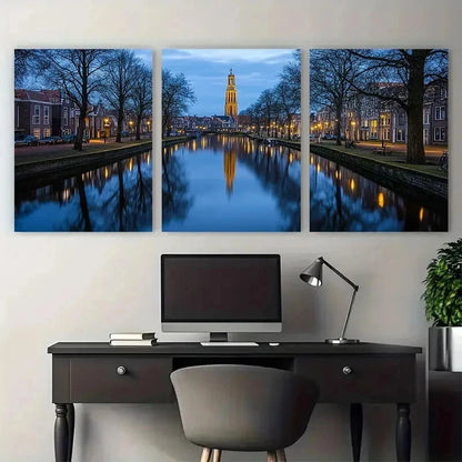 3pcs Groningen Netherlands Cityscape Perfect Wall Art Set Canvas Framed 40x60cm - High Quality Print 100% Australian Made Wall Canvas Ready to Hang
