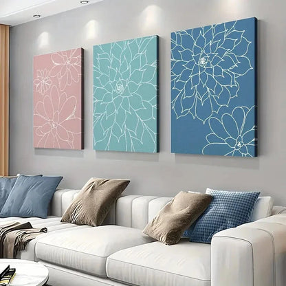 3pcs Cartoon Succulent Botanical Deco Perfect Wall Art Set Canvas Framed 40x60cm - High Quality Print 100% Australian Made Wall Canvas Ready to Hang