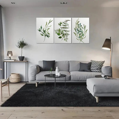 3pcs Green Leafy Plants Botanical Metal Print Ready to Hang Art