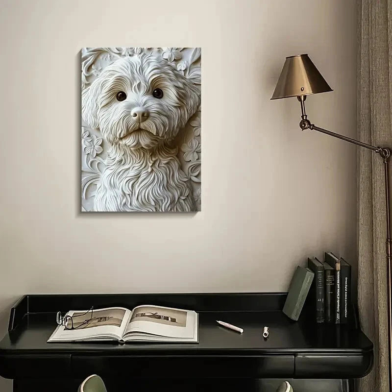 Beautiful Pomapoo Dog Featuring Painting 40x60cm Metal Print Ready to Hang
