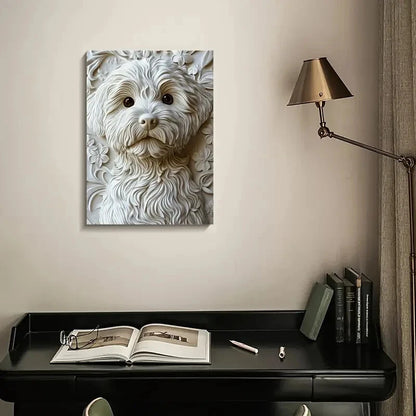 Beautiful Pomapoo Dog Featuring Painting 40x60cm Metal Print Ready to Hang