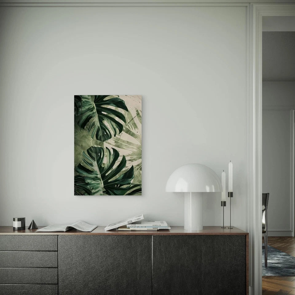 Tropical Monstera Deliciosa Leaf Metal Print Ready to Hang