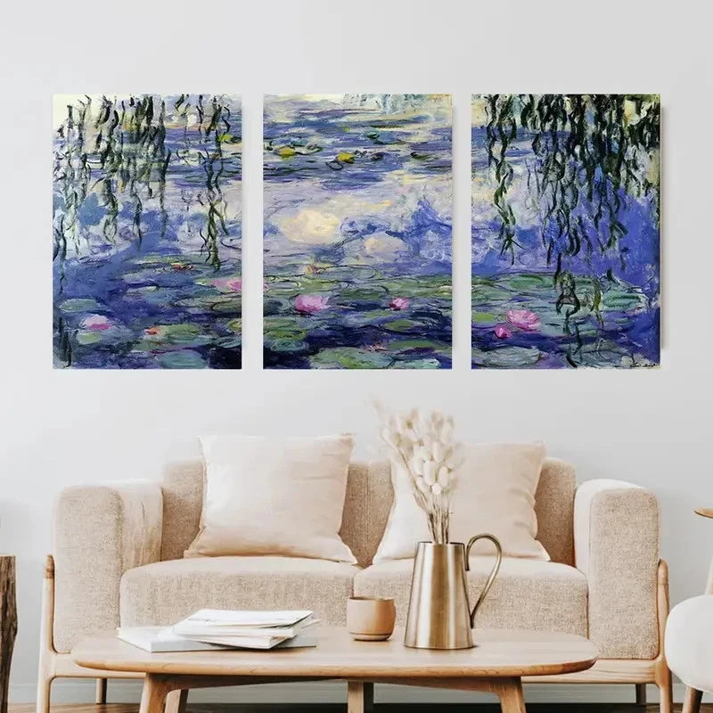 3pcs Claude Monet Water Lilies Metal Print Ready to Hang Art
