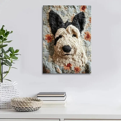 Scottie Dog with Heart Blossoms Painting 40x60cm Metal Print Ready to Hang