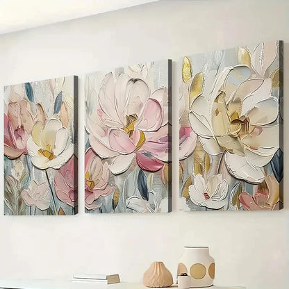3pcs Artistic Floral Abstract Landscape Perfect Wall Art Set Canvas Framed 40x60cm - High Quality Print 100% Australian Made Wall Canvas Ready to Hang