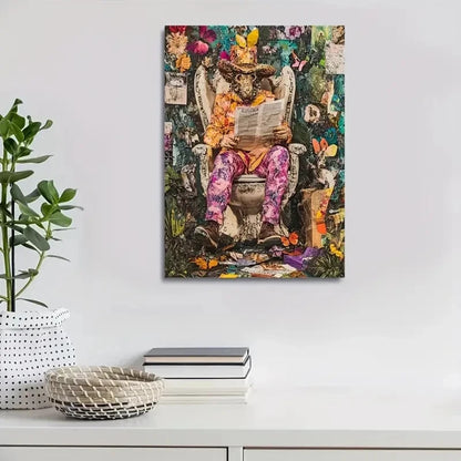 Stylish Hamster Reading Newspapers Painting 40x60cm Metal Print Ready to Hang