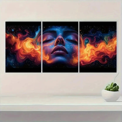 3pcs Featuring Swirling Neon Colors Metal Print Ready to Hang Art