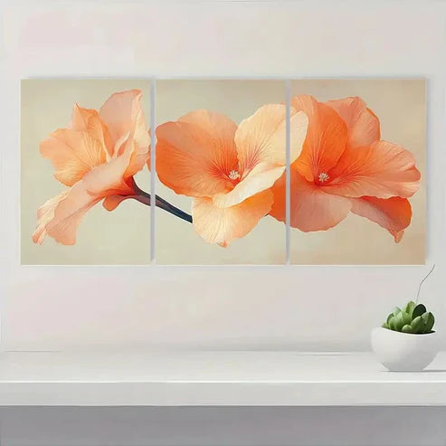 3pcs Canna Flower Print Plant Art ER Wall Art Set Canvas Unframed - High Quality Print 100% Australian Made Wall Canvas - Bella Home Decor